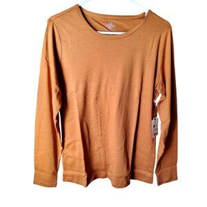 S/Johns Bay Essential Tee Brown Long Sleeve Design Crew Neckline SIZE L
